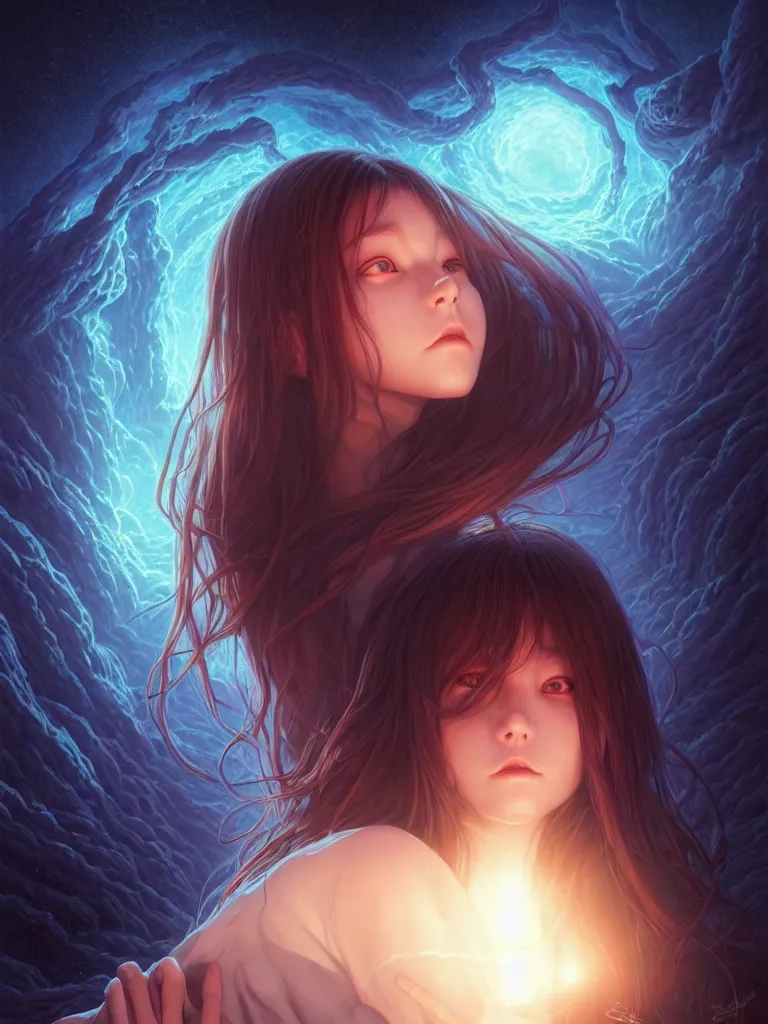 Image similar to azathoth girl dreaming the earth, full body, occlusion shadow, specular reflection, rim light, unreal engine, artgerm, artstation, art by hiroaki samura and ilya kuvshinov and ossdraws, intricate, highly detailed 8 k, cosmic horror illustration, extremely beautiful and aesthetic shape of face and body, movie poster