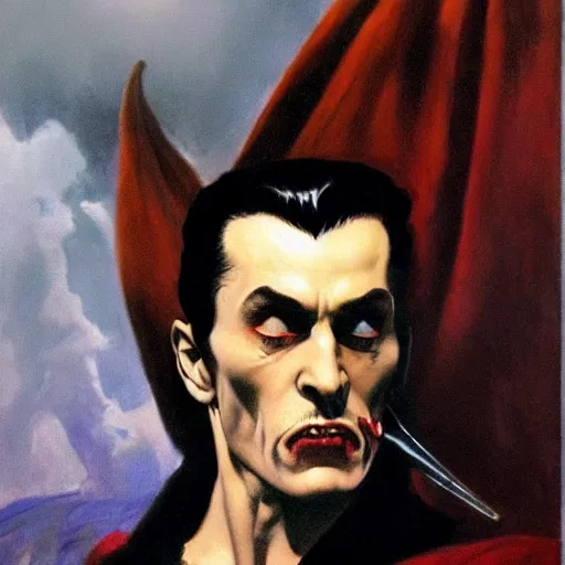 Prompt: ultra realistic portrait painting of dracula, art by frank frazetta, 4 k, ultra realistic, highly detailed, epic lighting