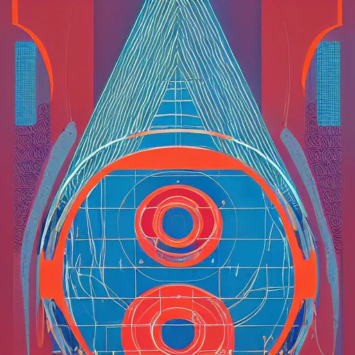 Image similar to flat painting of cyberpunk propaganda dictator poster biomorphic forms, geometric patterning, decorative by marlina vera