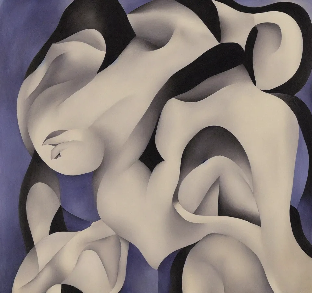 Image similar to portrait of a melancholic lady, by georgia o keeffe