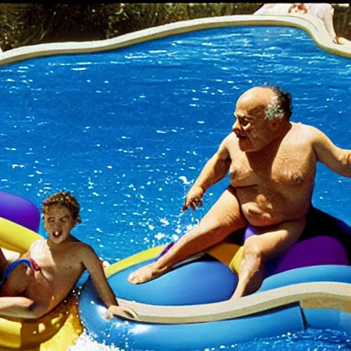 Image similar to danny devito waterslide fun movie still