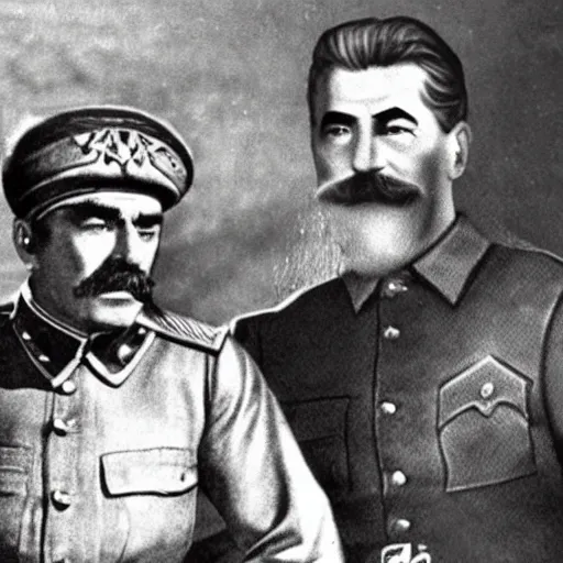 Image similar to Photo of Joseph Stalin friendship with dragon from Skyrim ,