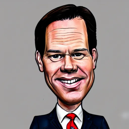 Image similar to a caricature of Mark Rutte