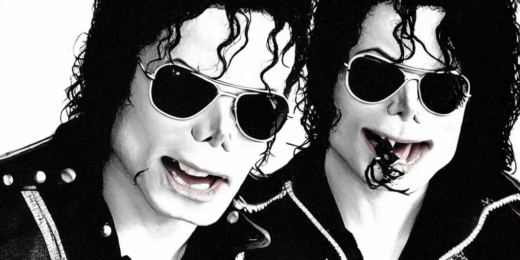 Image similar to michael jackson this is it by himself 2 0 0 9 style wearing shades, studio solo, this is it style, photo real, motion blur, solo, by himself, heroic pose, real life, spotted, ultra realistic face, accurate, 4 k, movie still, uhd, sharp, detailed, cinematic, render, modern