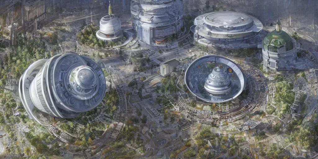 Prompt: wonderous fusion reactor, clean utopia, in an urban setting, by Ivan Shishkin and Greg Rukowski