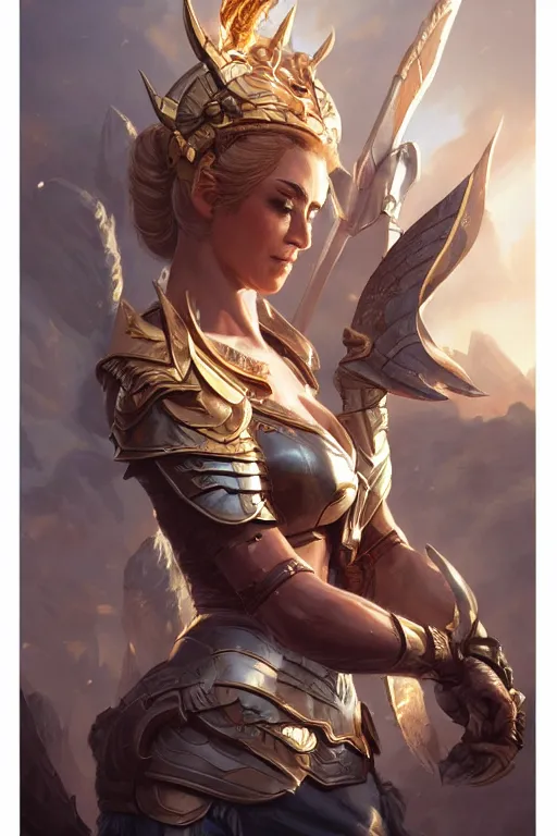 Image similar to amazon valkyrie athena, d & d, fantasy, portrait, highly detailed, headshot, digital painting, trending on artstation, concept art, sharp focus, illustration, art by artgerm and greg rutkowski and magali villeneuve