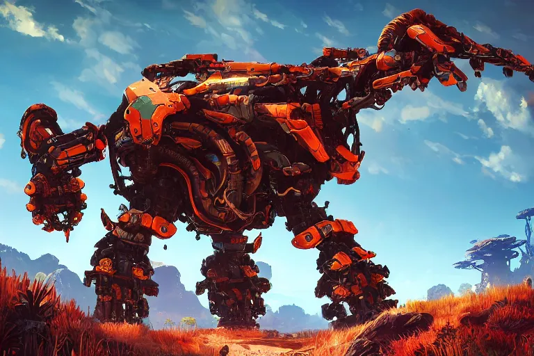 Image similar to scorcher machine mecanical creature robot of horizon forbidden west horizon zero dawn bioluminiscence global illumination ray tracing hdr fanart arstation by ian pesty and alena aenami artworks in 4 k