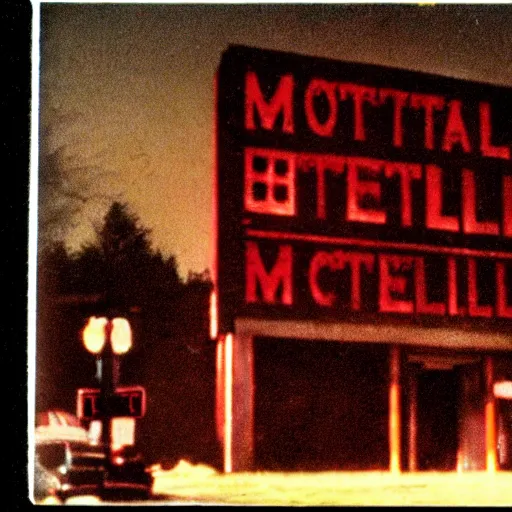 Prompt: vintage photo of Motel Hell 16mm, dramatic lighting