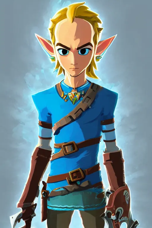 Prompt: an in game portrait of megamind from the legend of zelda breath of the wild, breath of the wild art style.