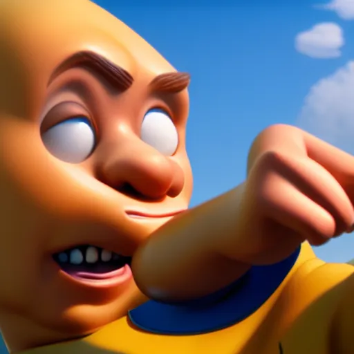 Image similar to tin tin, depicted as a pixar character, high quality cg render, 4 k