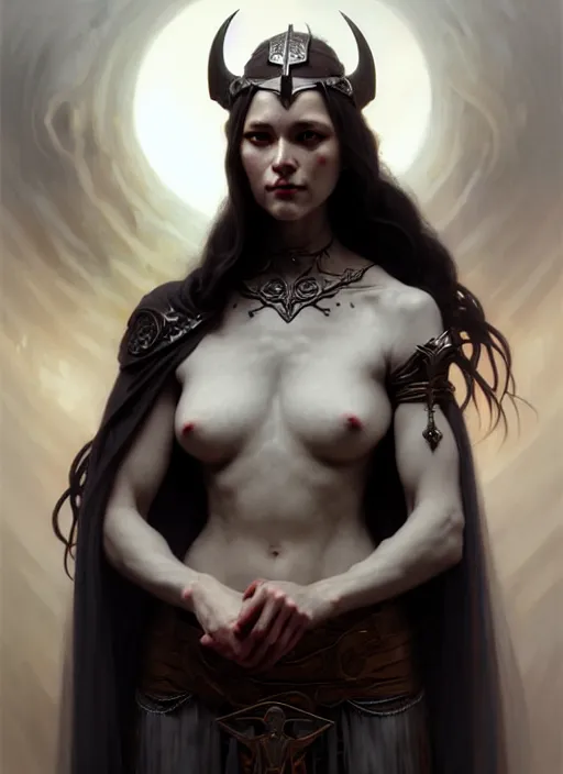 Prompt: character concept portrait of Hel goddess of the death, viking culture, intricate, elegant, digital painting, concept art, smooth, sharp focus, illustration, by Ruan Jia and Mandy Jurgens and William-Adolphe Bouguereau, Artgerm