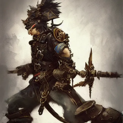 Image similar to steampunk rat warrior, by ruan jia