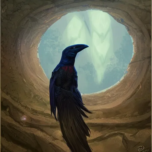 Prompt: illustration of raven watching the planet underneath, d & d, rule of thirds, fantasy, intricate, elegant, highly detailed, digital painting, artstation, concept art, smooth, sharp focus, illustration, art by dragolisco