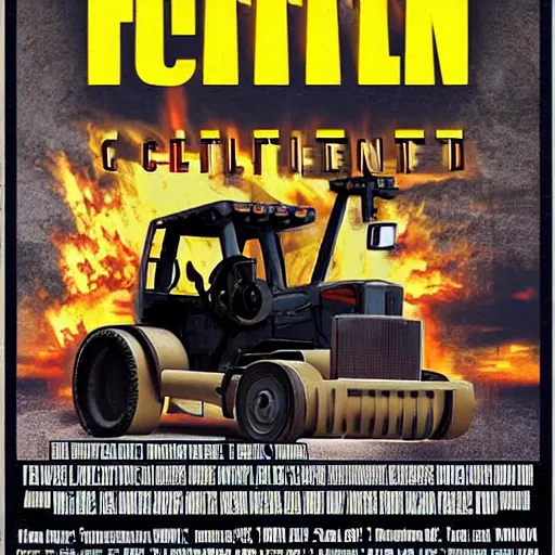 Prompt: poster of the action movie : forklift certified, forklift