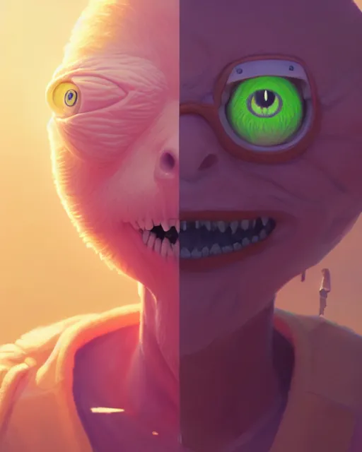 Image similar to highly detailed vfx portrait of a character of a tennis ball monster stephen bliss, unrealengine, greg rutkowski, loish, rhads, beeple, makoto shinkai and lois van baarle, ilya kuvshinov, rossdraws, tom bagshaw,