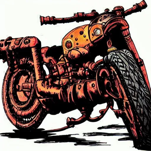 Prompt: akira motorcycle, steampunk