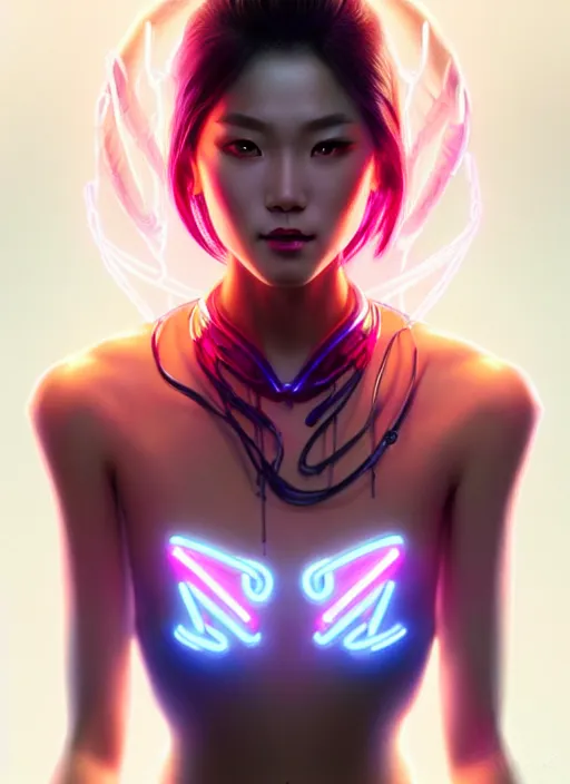 Prompt: portrait of female asian humanoid, intricate, elegant, cyber neon lights, highly detailed, digital photography, artstation, glamor pose, concept art, smooth, sharp focus, art by artgerm and greg rutkowski