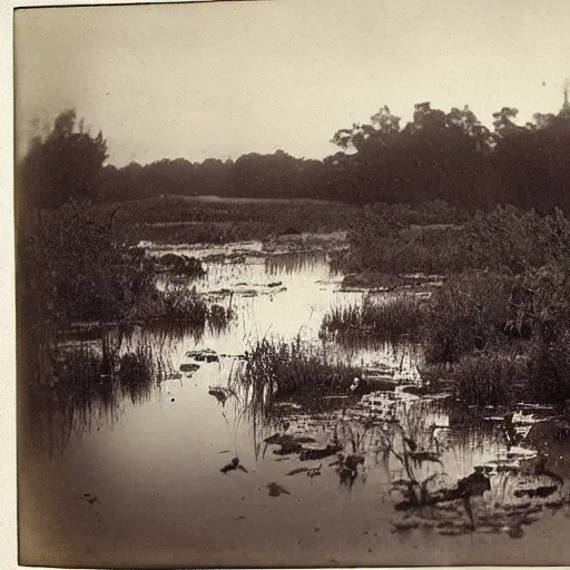 Prompt: Victorian Photograph of a swamp