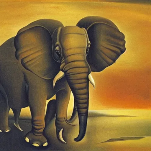Prompt: Salvador Dali's triumphant elephant