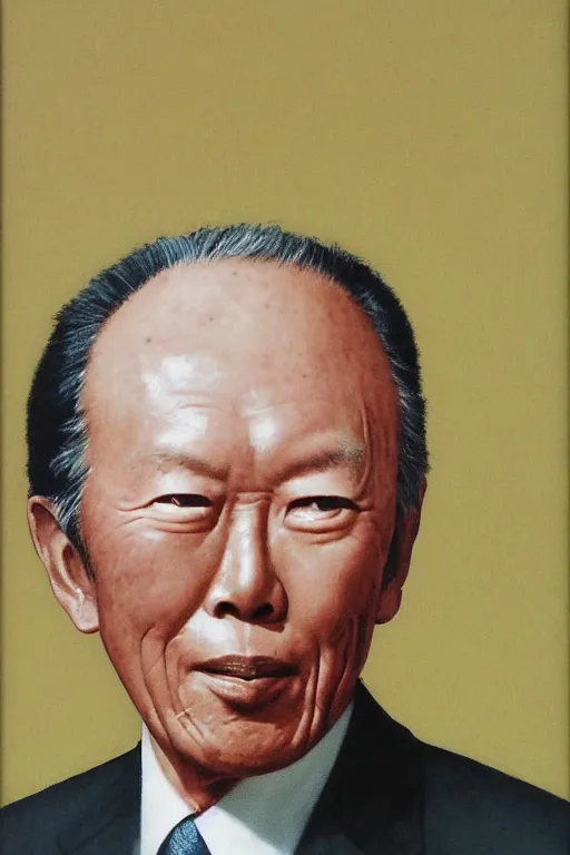 Prompt: portrait of lee kuan yew by noriyoshi ohrai