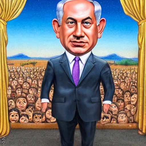 Prompt: benjamin netanyahu by todd schorr