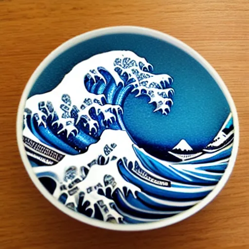 Image similar to a resin 3D print of The Great Wave off Kanagawa