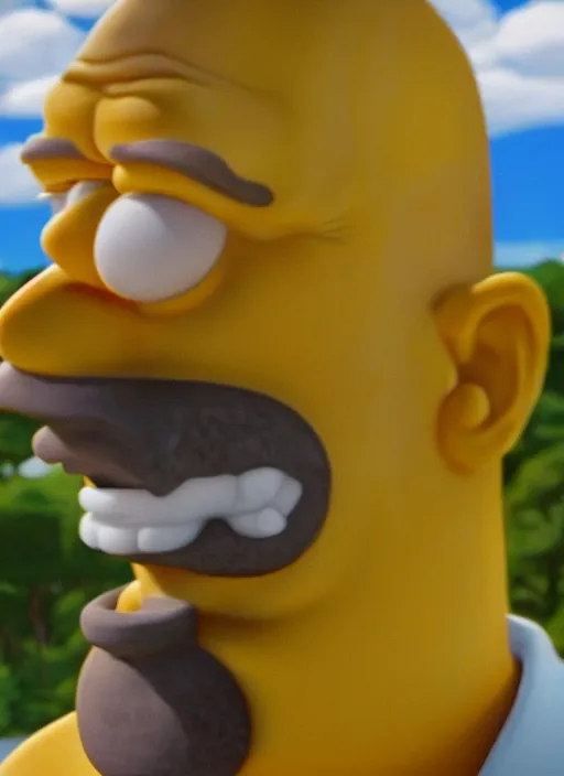 Image similar to highly detailed portrait of homer simpson made out of stone, digital art, unreal engine