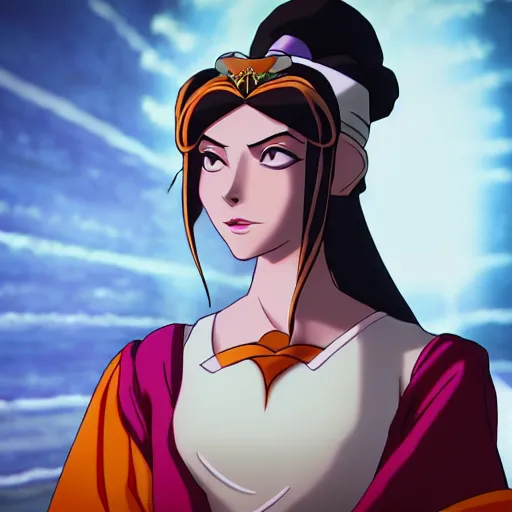 Prompt: cinematic shot of elizabeth you is princess azula