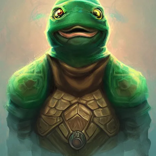 Prompt: anthropomorphic turtle hero by ross tran