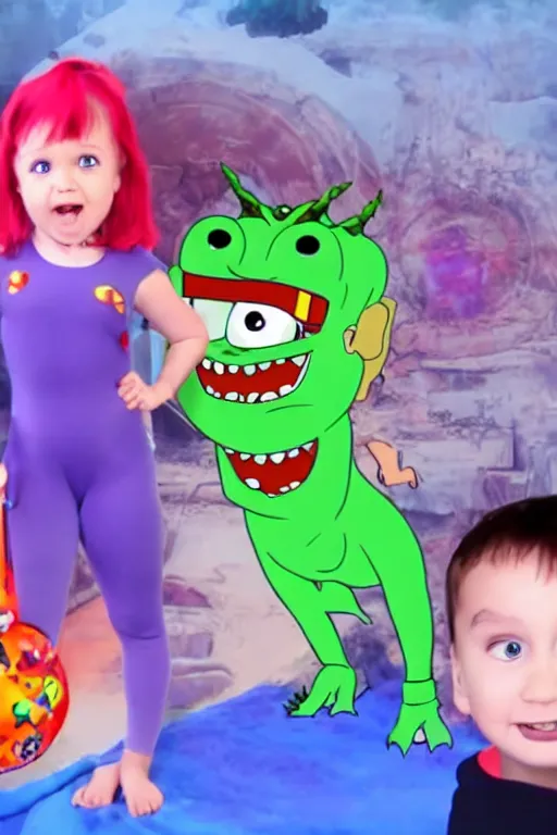 Prompt: a cacodemon meets elsagate