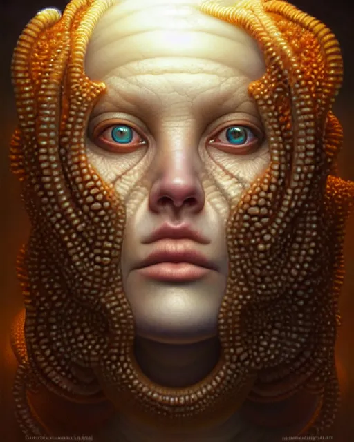 Image similar to detailed portrait of biopunk drew barrymore marshmallow chocolate graham cracker beautiful! by tomasz alen kopera and peter mohrbacher and johanna martine! and margaret keane! elegant alluring luminescent