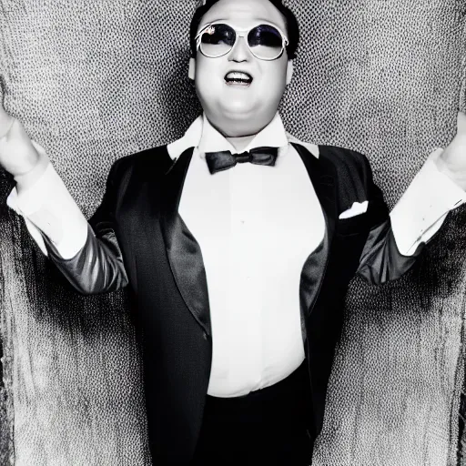 Prompt: psy as patrick bateman, studio portrait