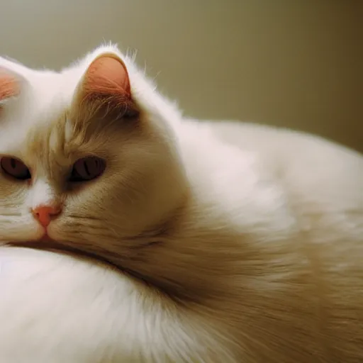 Prompt: obese cat with many rolls of body fat, close up, kodak gold 2 0 0,