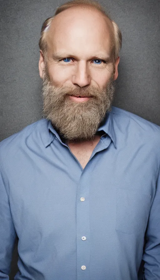 Prompt: Blue eyed blond balding bearded middle aged man corporate portait, headshot, profile