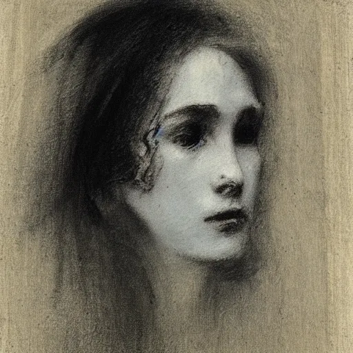 Image similar to a young woman, blonde, thin, by alfred stevens, charcoal