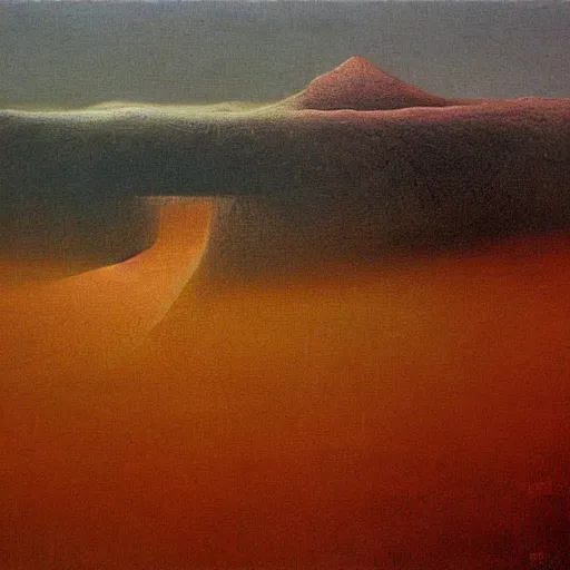 Image similar to A Landscape by Zdzisław Beksiński