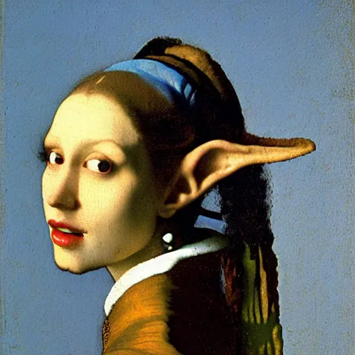 Image similar to a portrait of a beautiful elf woman by Johannes Vermeer 640