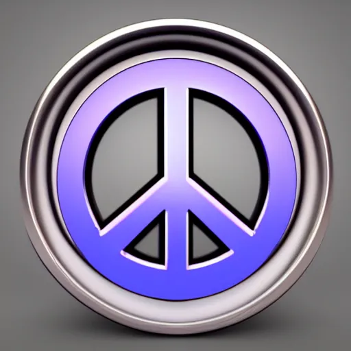 Prompt: the peace symbol, 3D render, metallic finish, purple background