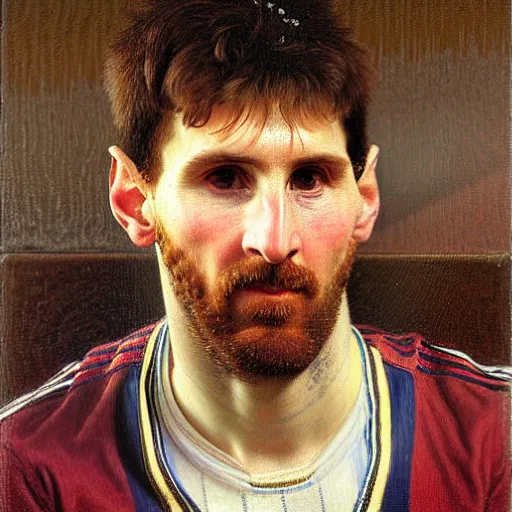 Image similar to a portrait of lionel messi by lawrence alma - tadema