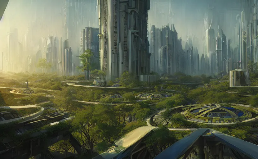 a future solarpunk city, very high quality,, Stable Diffusion