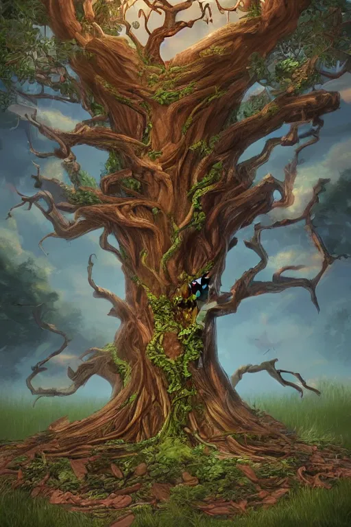 Image similar to A beautiful digital illustration painting of a detailed fantasy tree with a heart carved in the trunk by Blair Leighton and Charlie Bowater, 8k resolution trending on Artstation concept art digital illustration