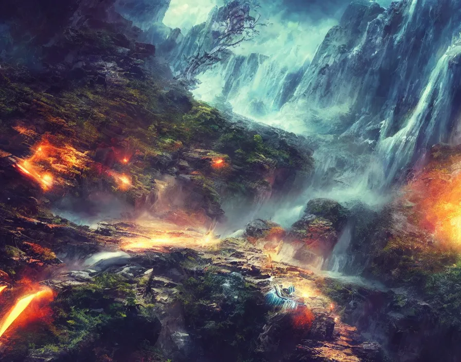 Image similar to skyfall and waterfall in space, fantasy artwork, very beautiful scenery, hd, hdr, ue 5, ue 6, unreal engine 5, cinematic 4 k wallpaper, 8 k, ultra detailed, by popular digital, details, beautiful image ever created, high resolution, artstation, award winning