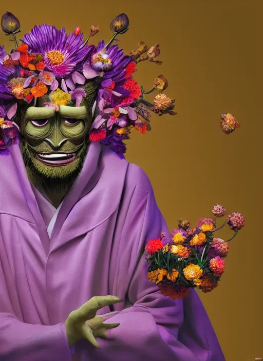 Prompt: an anthropomorphic beautiful male scientist portrait holding a flowers wearing colourful robe, fine art, award winning, intricate, elegant, sharp focus, octane render, hyperrealistic, wizard hat cinematic lighting, highly detailed, digital painting, 8 k concept art, art by jamie hewlett and z. w. gu, masterpiece, trending on artstation, 8 k