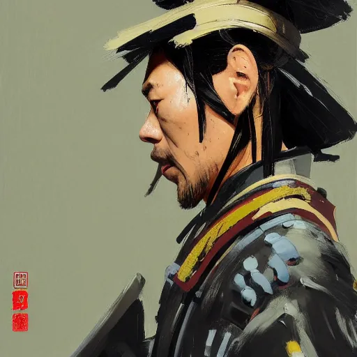 Prompt: ashley wood portrait painting of, a samurai, with mouseketeer hat on, as overwatch character, medium shot, asymmetrical, profile picture, organic painting, dramatic lighting, matte painting, bold shapes, hard edges, 6 0 s french movie poster, french impressionism, palette knife and brush strokes, dutch angle, by huang guangjian and gil elvgren and sachin teng