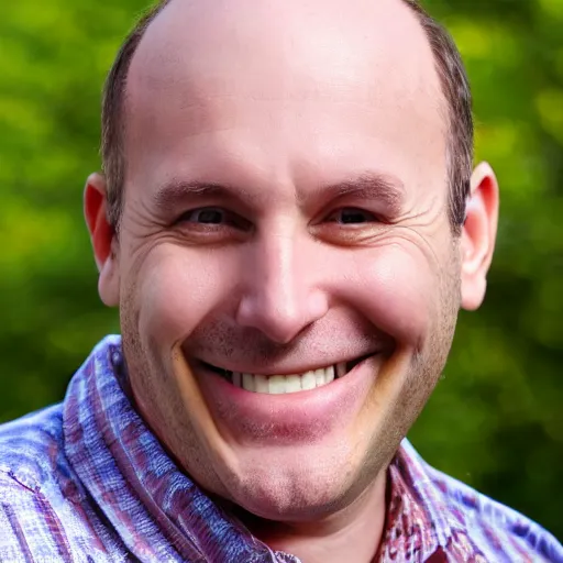 Image similar to a balding middle aged man smiling