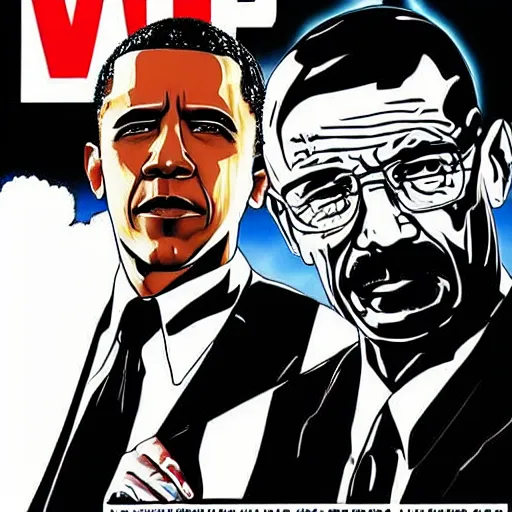 Image similar to Epic poster art of Barack Obama fighting Walter White, action shot