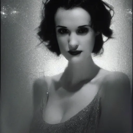 Prompt: portrait of winona ryder intricate, elegant, glowing lights, highly detailed photo by william mortensen