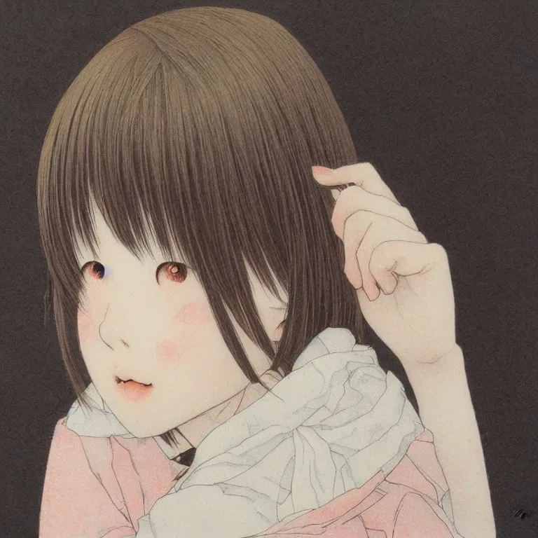 Image similar to young girl by chika umino, detailed