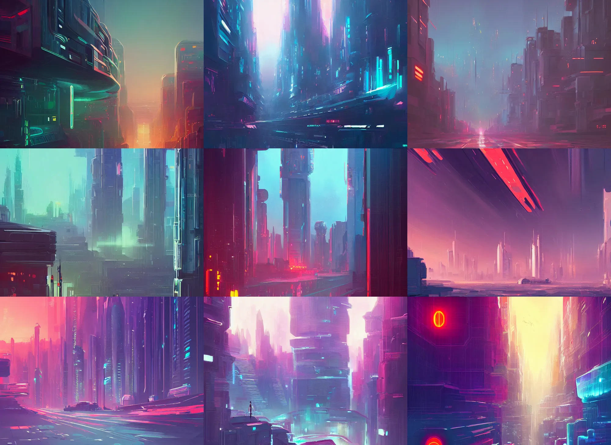 Prompt: A professional digital painting of a far future sci-fi city, by Alena Aenami, trending on Artstation