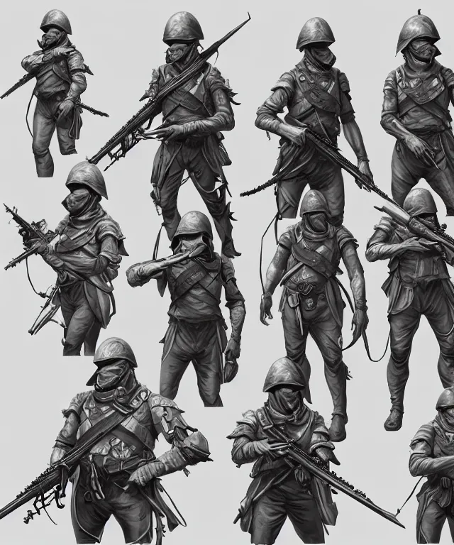 Image similar to 2 d shooter game concept art sprite sheet!!!, 1 8 0 0 victorian combat underwater soldier concept art, hyperrealism, fine detail, 8 k, 3 d render, artgerm, artstation contest winner, cgsociety, cryengine, zbrush, vray, no background